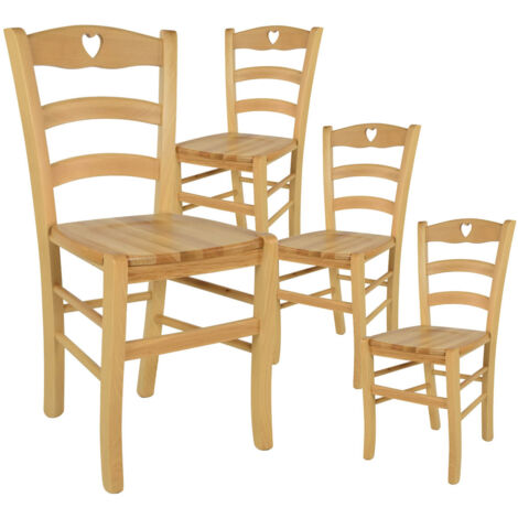NAPLES - Lot de 4 Chaises Naturelles et Assises en Bois