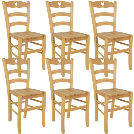 NAPLES - Lot de 6 Chaises Naturelles et Assises en Bois