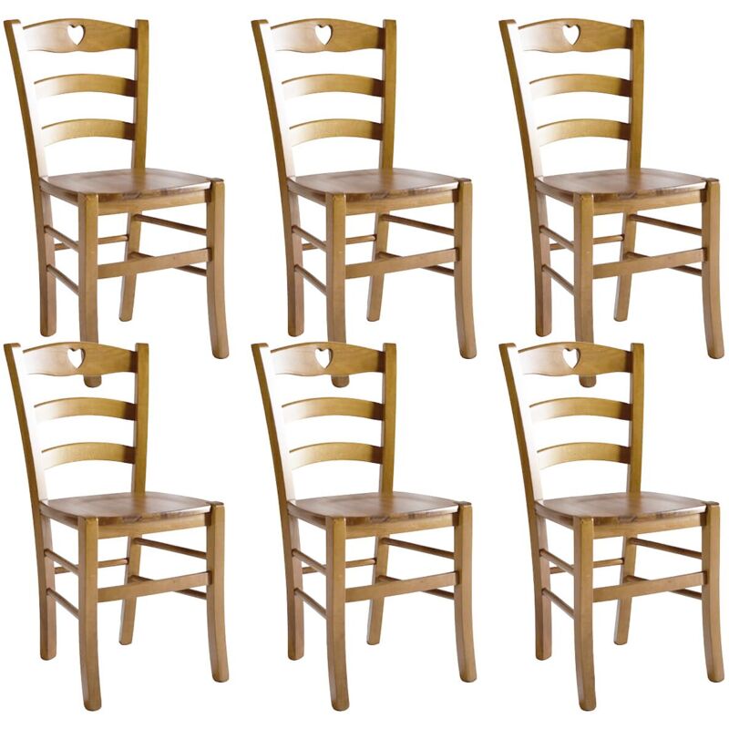 NAPLES - Lot de 6 Chaises Teinté Chêne et Assises en Bois