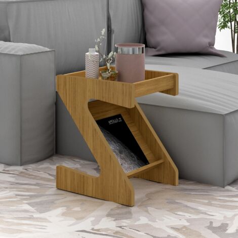 Naples Z Side Table - L40 x W45 x H55.5 cm - Oak Effect