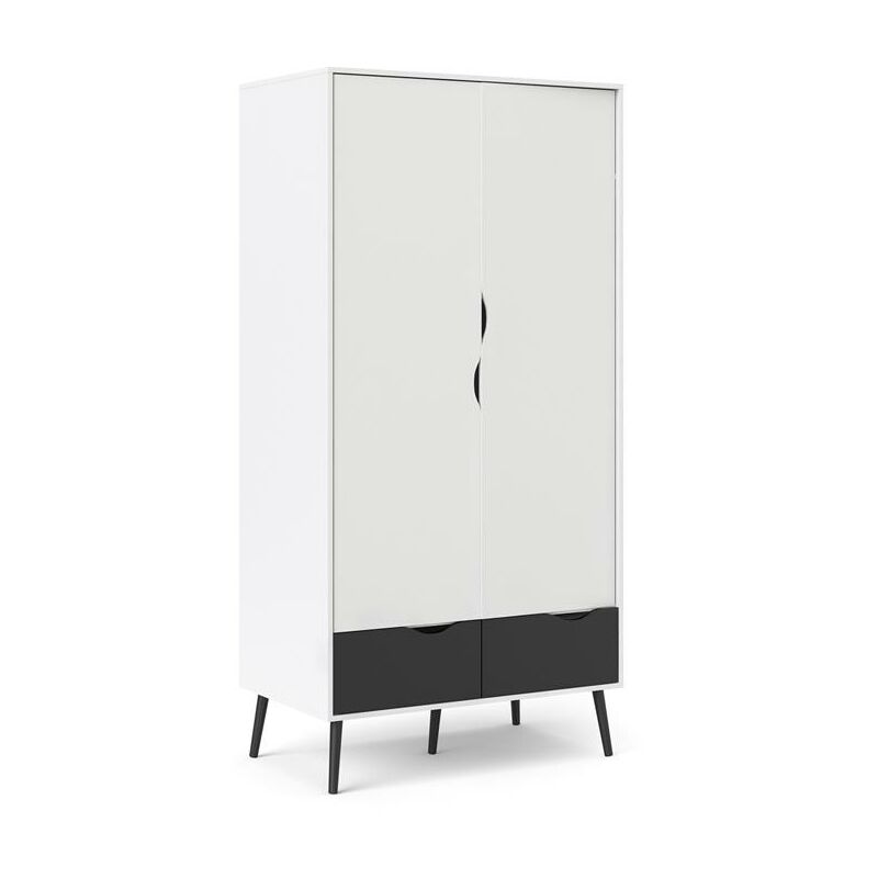 Ebuy24 - Napoli Armoire avec 2 portes et 2 tiroirs, blanc et noir mat.