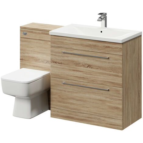 Napoli Bordalino Oak 1300mm 2 Drawer Vanity Unit Toilet