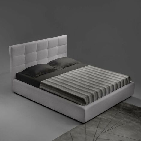 Napoli Doppelbett aus grauem Stoff mit Container