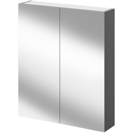 Napoli Gloss Grey 600mm Wall Mounted Mirrored Cabinet