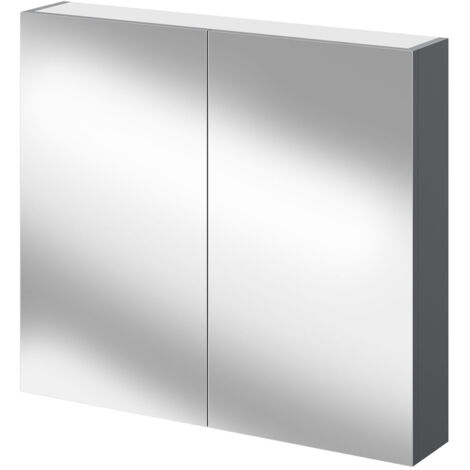 Napoli Gloss Grey 800mm Wall Mounted Mirrored Cabinet
