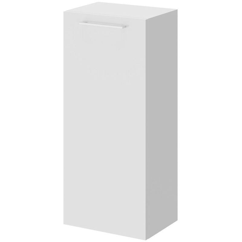 Gloss White 350mm Wall Mounted Side Cabinet with Single Door and Polished Chrome Handle - Gloss White - Napoli