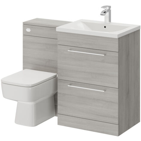 main image of "Napoli Molina Ash 1100mm 2 Drawer Vanity Unit Toilet Suite"
