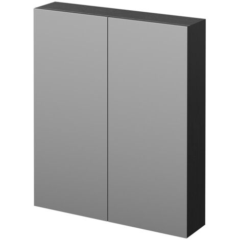 Napoli Nero Oak 600mm Wall Mounted Mirrored Cabinet