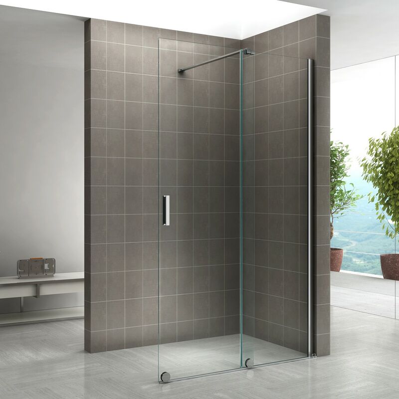Saniverre - napoli Paroi de douche Italienne avec porte coulissante Ep.8 mm transparent H.200 x 180 cm