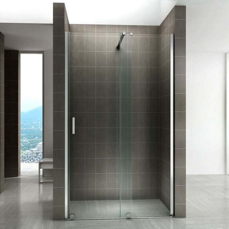 Saniverre - napoli Porte de douche coulissante h 200 cm verre 8 mm transparent largeur 180 cm