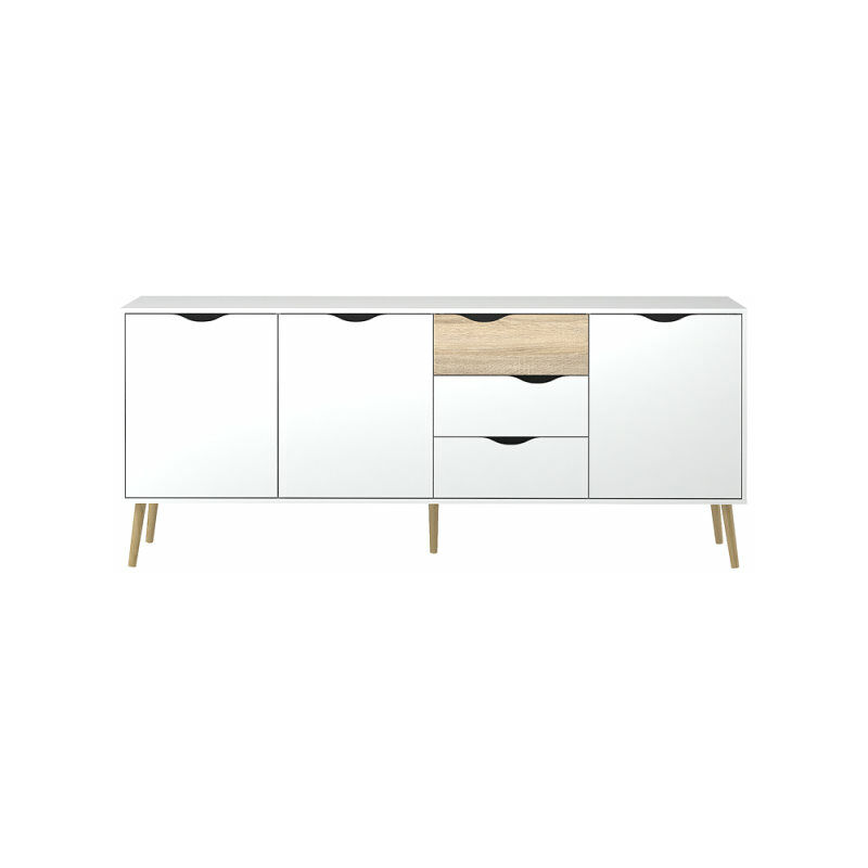 Ebuy24 - Napoli Sideboard Mit 3 Türen Und 3 Schubladen, Weiss/eiche.