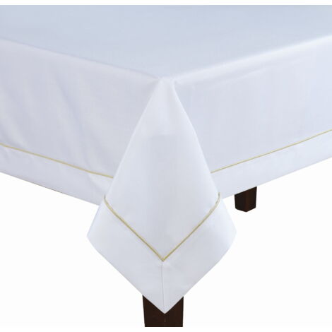 Nappe 110x160 blanche Or décorée de fil d'or