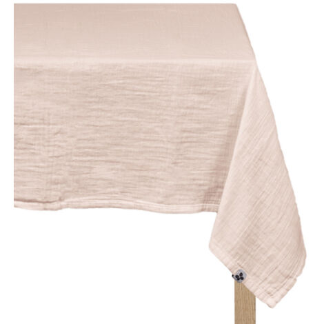 Nappe 150 x 250 cm en double gaze de coton gaufrée rose - PEPA
