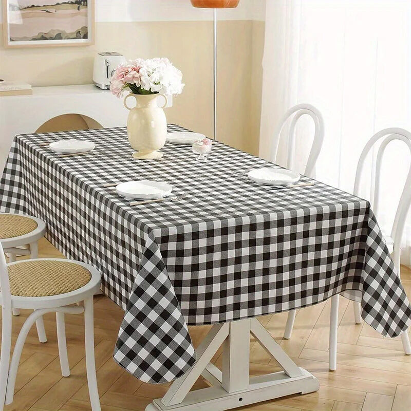 Nappe à carreaux italiens noirs 140 x 240 cm Carreaux italiens parisiens noirs et blancs