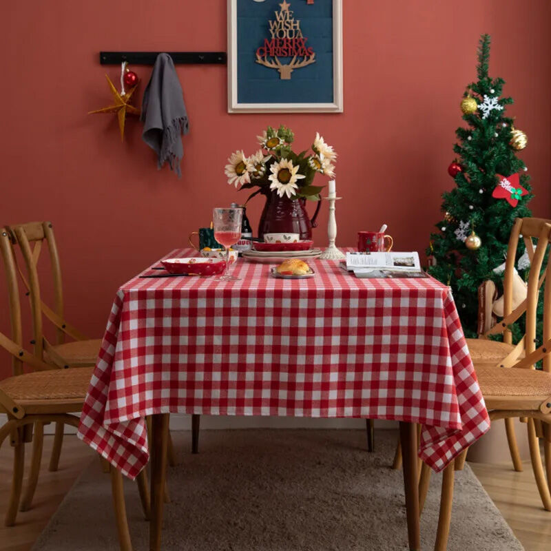 Nappe à carreaux italiens rouges 140 x 240 cm Carreaux italiens parisiens rouges et blancs