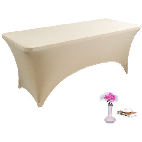 Nappe ajustée pour table rectangulaire de 1,8 m - Housse de table de lit de massage élastique en spandex, housses de table extensibles pour fête, mariage, anniversaire, banquet, champagne