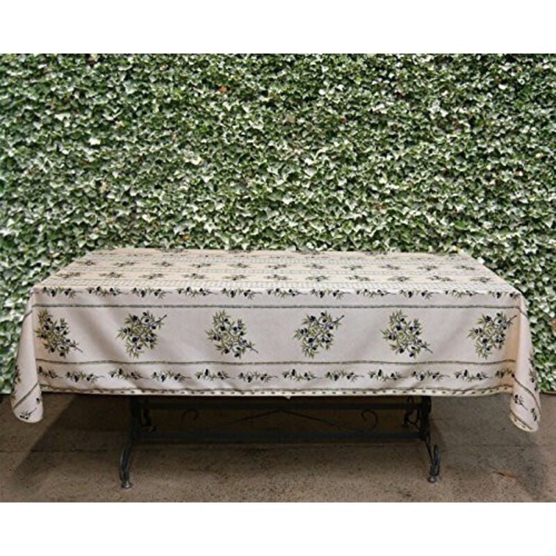 Nappe Anti Tache Provençale Polyester Olivou Vert - Rectangle / Rond - 240x150cm.