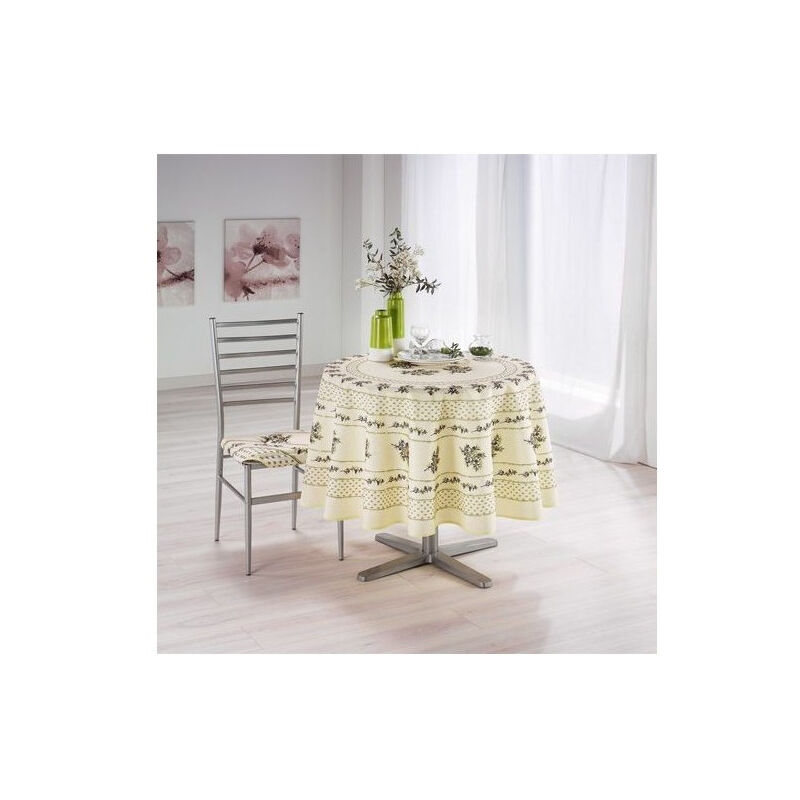 Nappe Anti Tache Provençale Polyester Olivou Vert - Rectangle / Rond - 180cm.