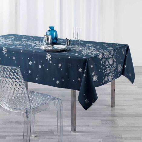 Nappe anti-tache - Rectangle - 150 x 300 cm - Constellation, flocons et Noël Marine