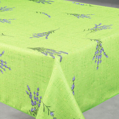 Nappe anti-tâche rectangle motif lavande Vert 145x240 cm