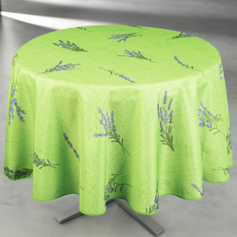Nappe anti-tâche ronde motif lavande Vert 160x160 cm