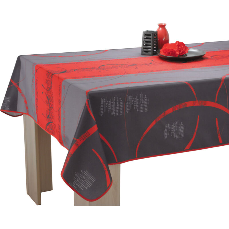 Le Linge De Jules - Nappe Anti-taches Astrid Rouge - Carrée 150 x 150 cm