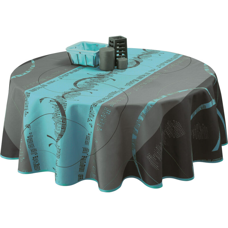 Le Linge De Jules - Nappe Anti-taches Astrid Turquoise - Ronde 160 cm