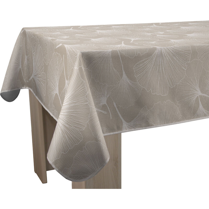 Le Linge De Jules - Nappe Anti-taches Biloba ficelle - Rectangle 150 x 300 cm