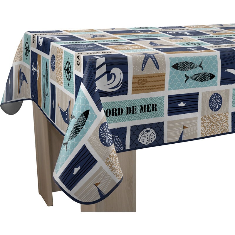 Le Linge De Jules - Nappe Anti-taches Bord de mer - Rectangle 150 x 300 cm