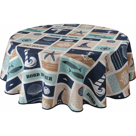 Nappe Anti-taches Bord de mer - Ronde 160 cm