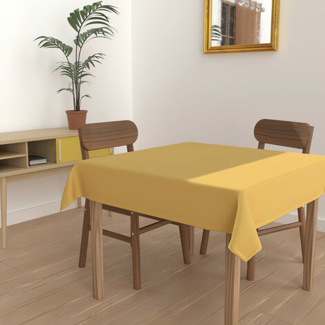 Nappe anti-tâches carrée 180x180 cm ALIX jaune, par Soleil d'Ocre