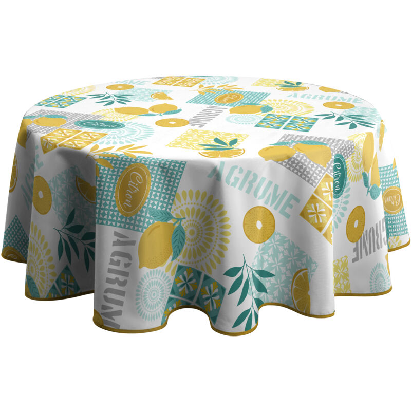 Le Linge De Jules - Nappe Anti-taches Citron - Ronde 160 cm