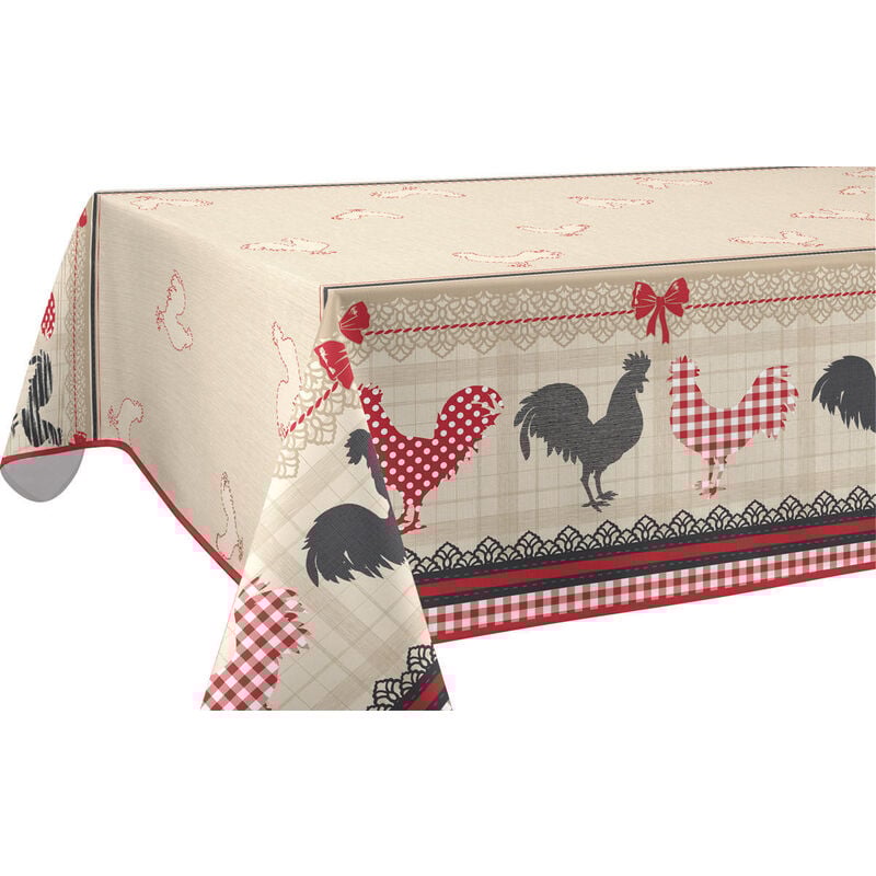 Le Linge De Jules - Nappe Anti-taches Coq - Rectangle 150 x 350 cm