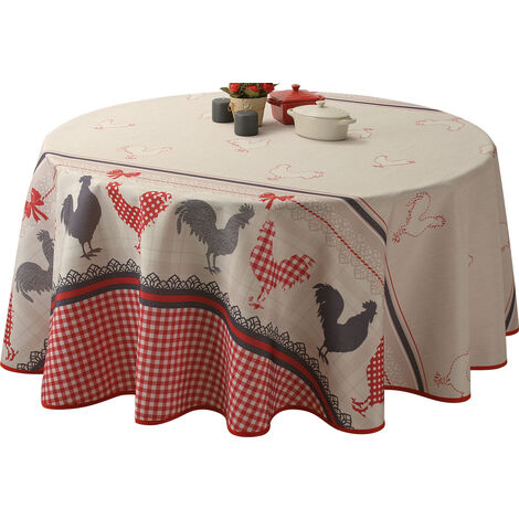 Nappe Anti-taches Coq - Ronde 160 cm