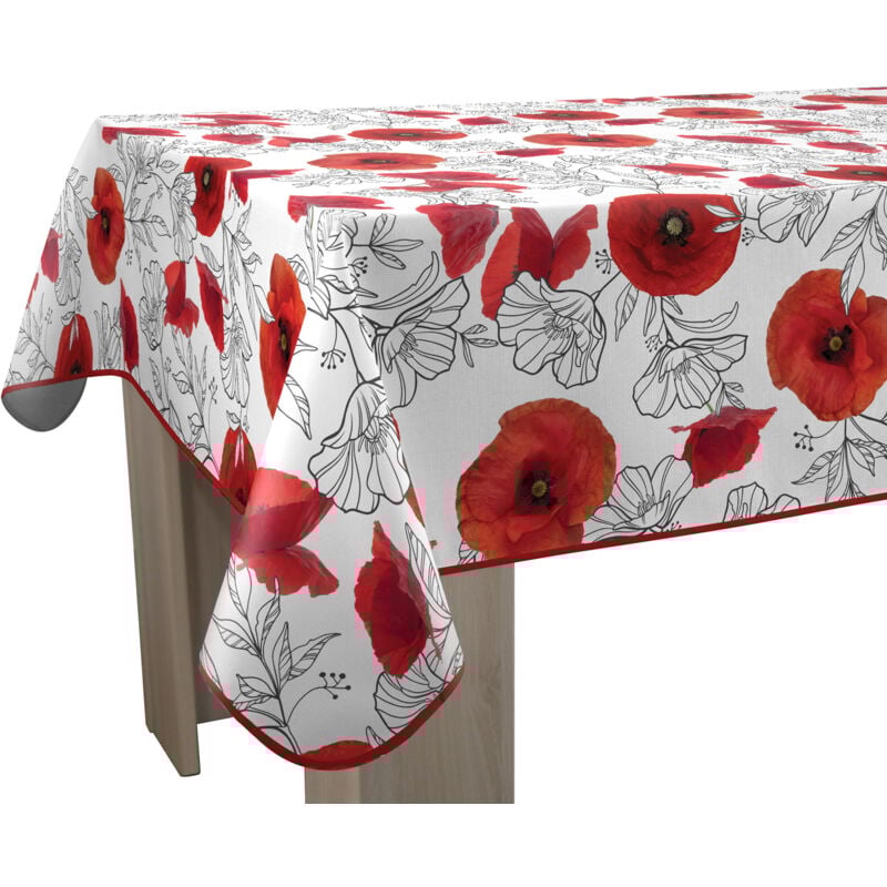 Le Linge De Jules - Nappe Anti-taches Coquelicot - Rectangle 150 x 350 cm