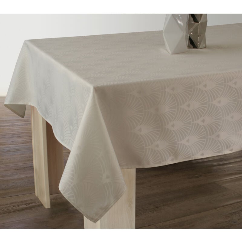 Le Linge De Jules - Nappe Anti-taches Damassée Ecru - Rectangle 150 x 350 cm