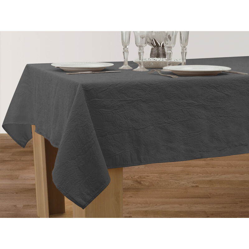 Le Linge De Jules - Nappe Anti-taches Froissée Gris anthracite - Rectangle 150 x 200 cm