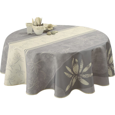 Nappe Anti-taches Lotus Ecru - Ronde 160 cm