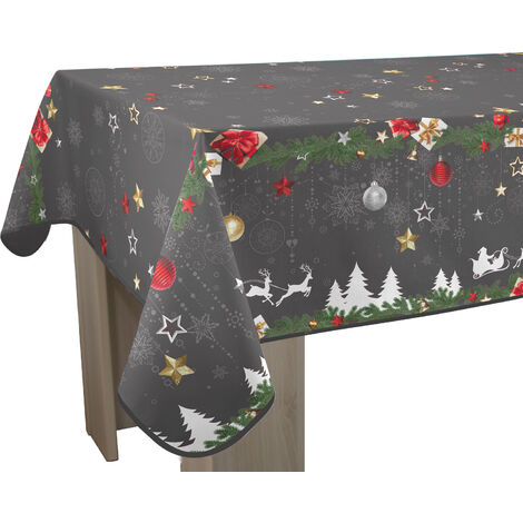 Nappe Anti-taches Noël Gris - Rectangle 150 x 240 cm