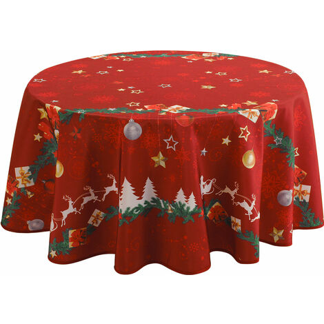 Nappe Anti-taches Noël Rouge - Ronde 160 cm