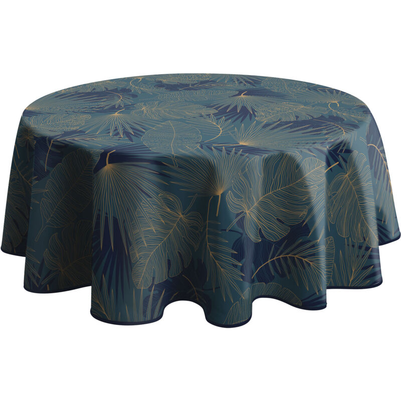 Le Linge De Jules - Nappe Anti-taches Olinda bleu - Ronde 160 cm