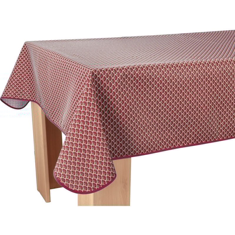 Le Linge De Jules - Nappe Anti-taches Paon bordeaux - Rectangle 150 x 300 cm
