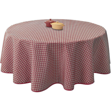 Nappe Anti-taches Paon bordeaux - Ronde 160 cm