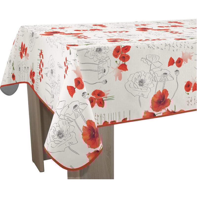 Le Linge De Jules - Nappe Anti-taches Poppies Rouge - Rectangle 150 x 350 cm