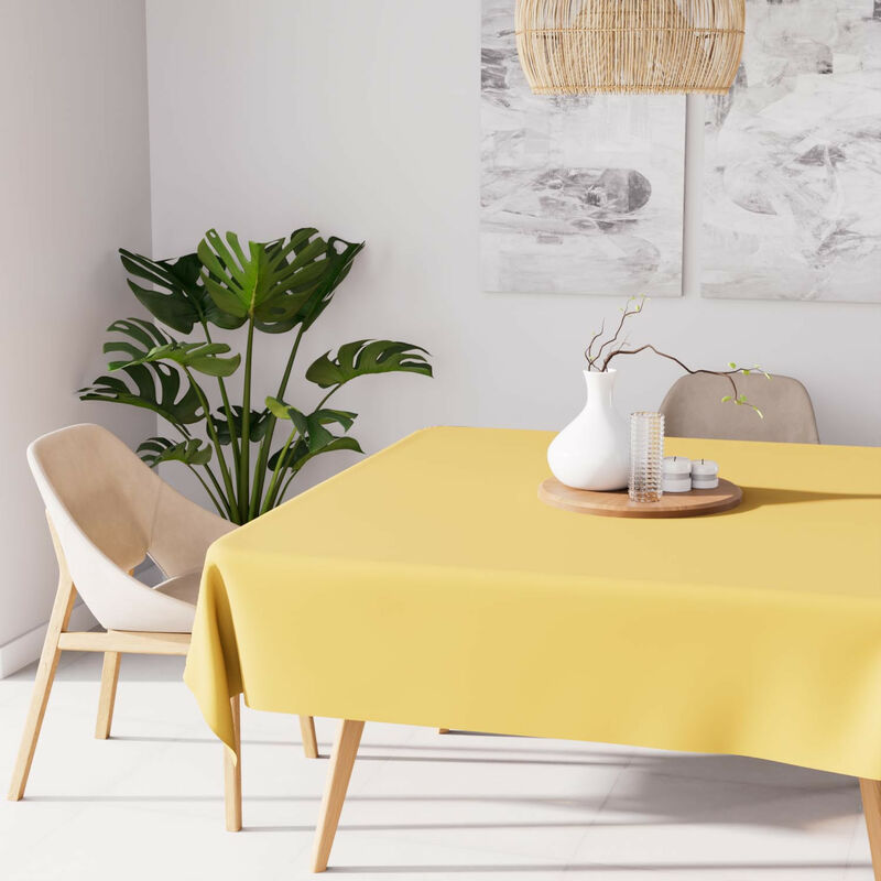 Nappe anti-tâches carrée 180x180 cm alix jaune radieux, par Soleil d'Ocre