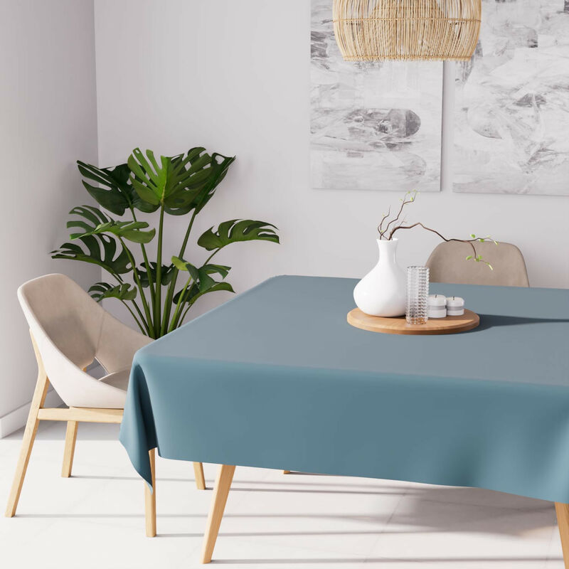 Nappe anti-tâches carrée 180X180 cm alix bleu celadon, par Soleil d'ocre Nappe anti-tâches carrée 180X180 cm alix bleu celadon, par Soleil d'ocre