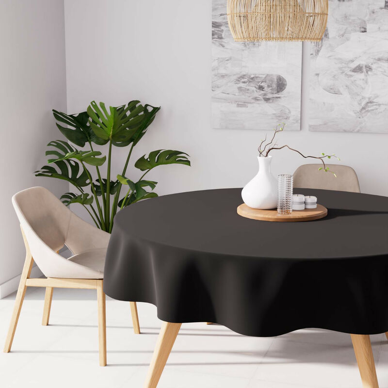 Nappe anti-tâches ronde 180 cm alix noir, par Soleil d'Ocre Nappe anti-tâches ronde 180 cm alix noir, par Soleil d'Ocre