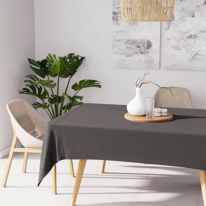 Soleil D Ocre - Nappe anti-tâches rectangle 160x270 cm alix anthracite, par Soleil d'Ocre