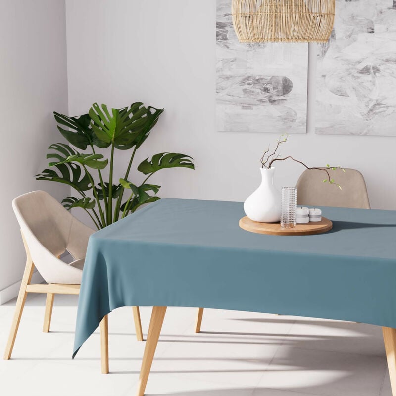 Soleil D Ocre - Nappe anti-tâches rectangle 160X270 cm alix bleu celadon, par Soleil d'Ocre