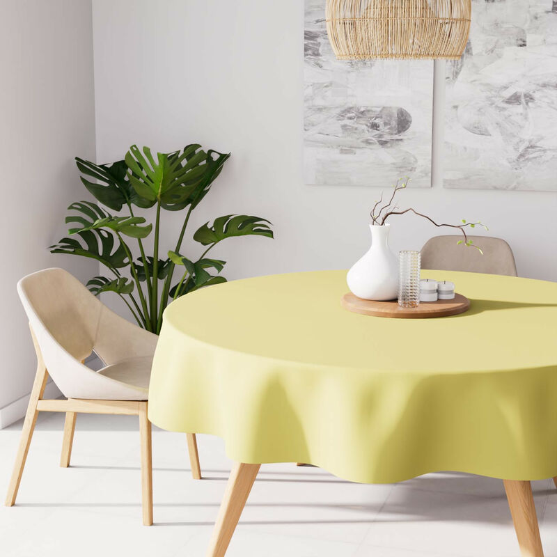 Nappe anti-tâches ronde 180 cm alix vert citron, par Soleil d'Ocre Nappe anti-tâches ronde 180 cm alix vert citron, par Soleil d'Ocre